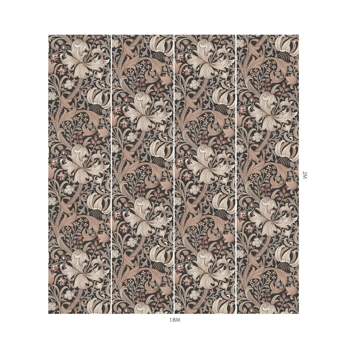 House of Hackney GOLDEN LILY Wallpaper - Black (9'10" - full height)