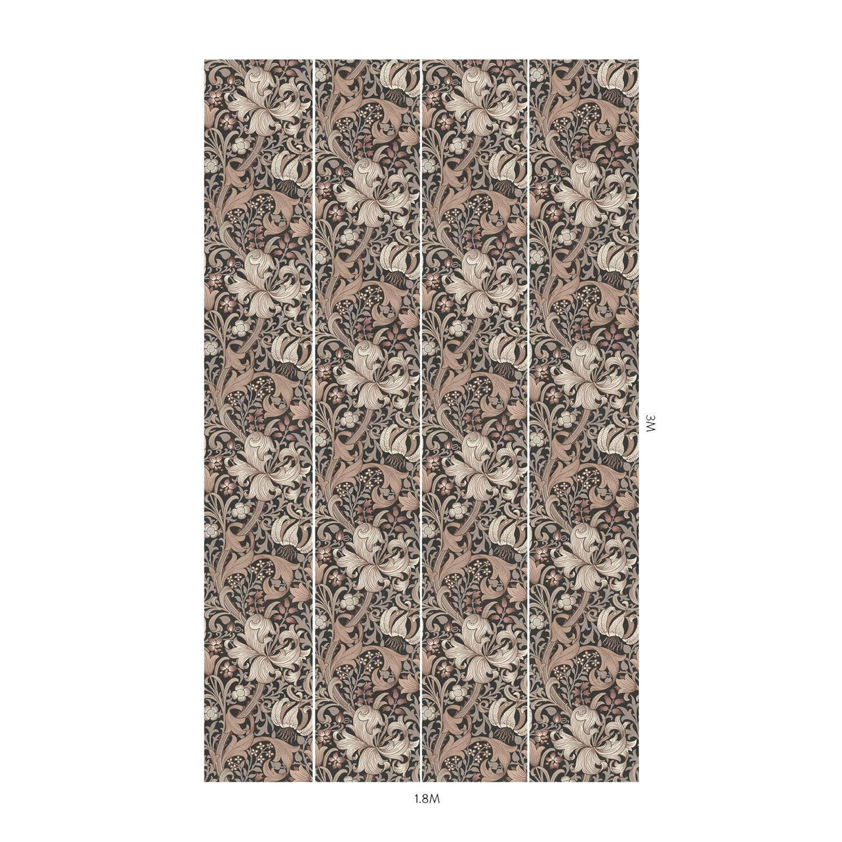 House of Hackney GOLDEN LILY Wallpaper - Black (9'10" - full height)