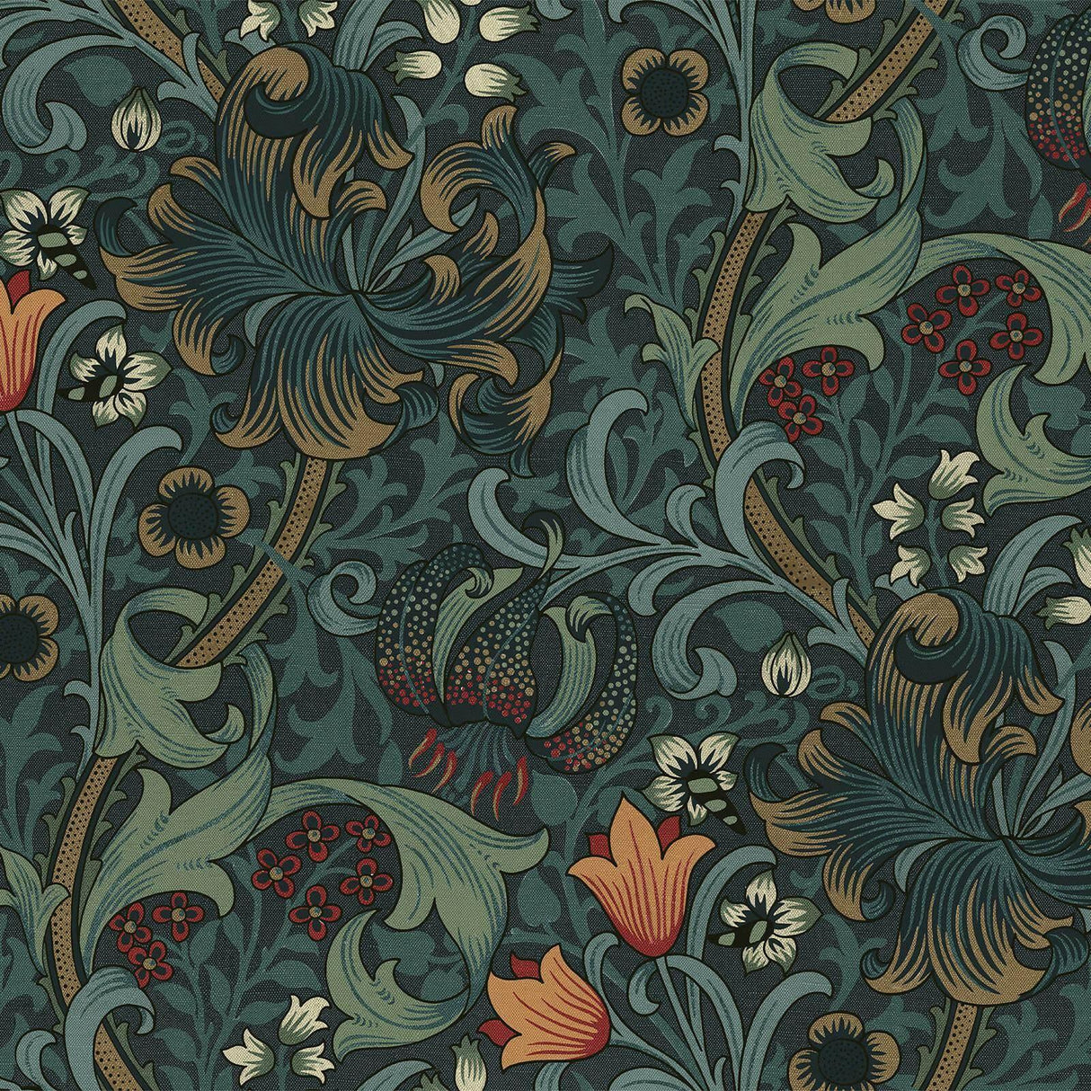 House of Hackney GOLDEN LILY Wallpaper - Midnight (9'10" - full height)