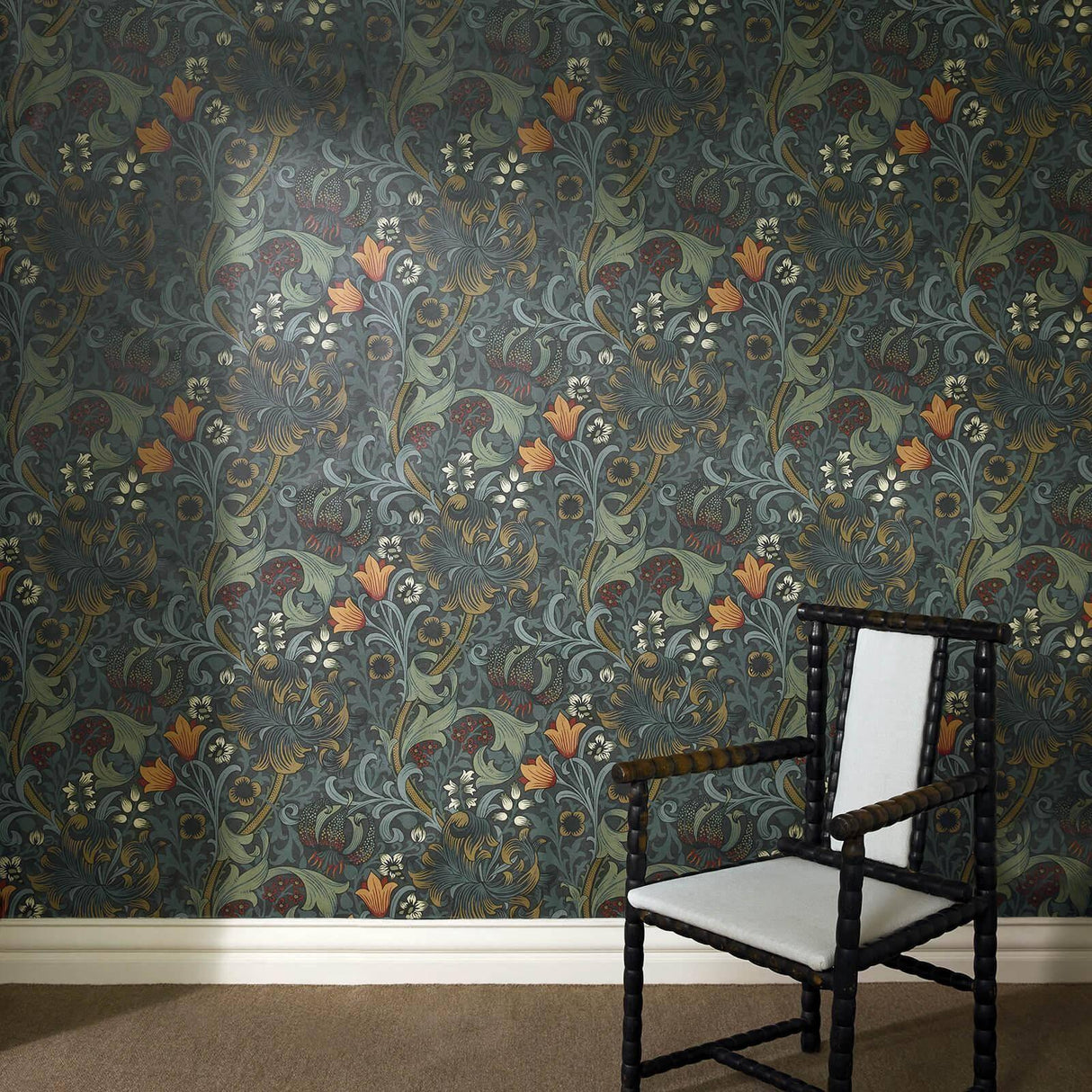 House of Hackney GOLDEN LILY Wallpaper - Midnight (9'10" - full height)