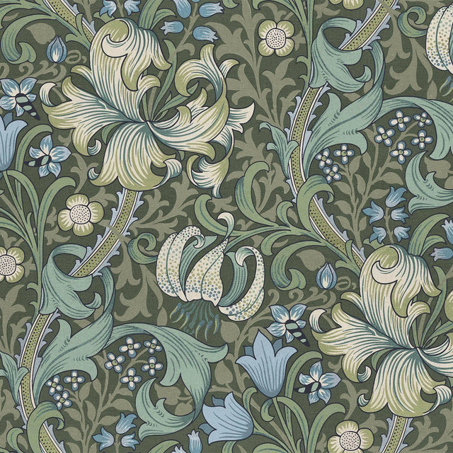 House of Hackney GOLDEN LILY Wallpaper - Verde (9'10" - full height)
