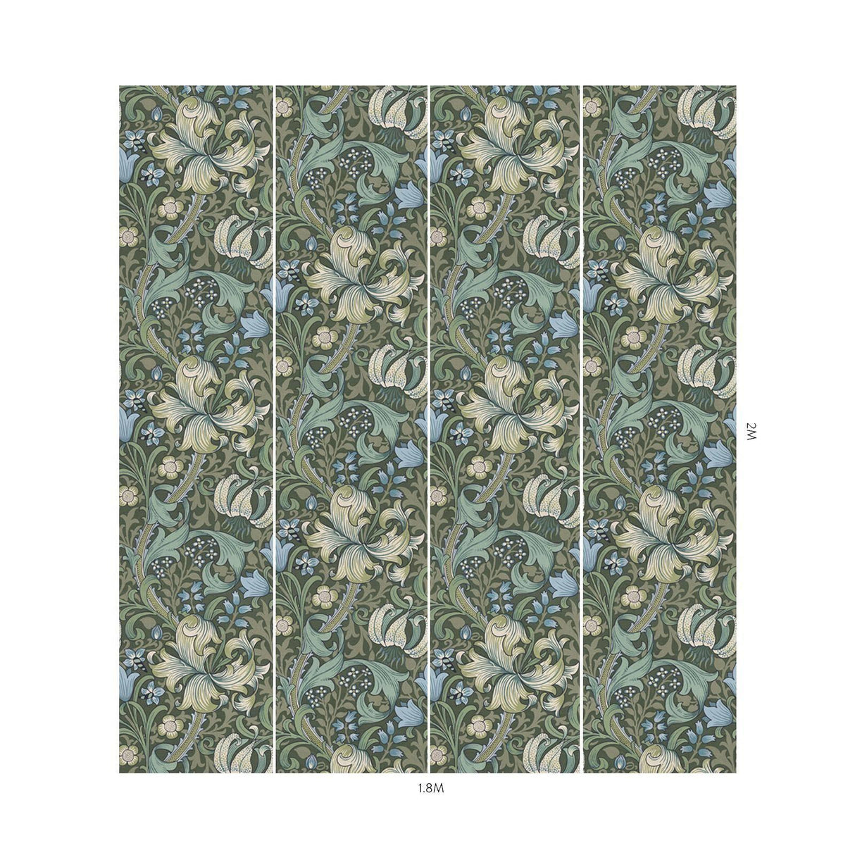 House of Hackney GOLDEN LILY Wallpaper - Verde (9'10" - full height)
