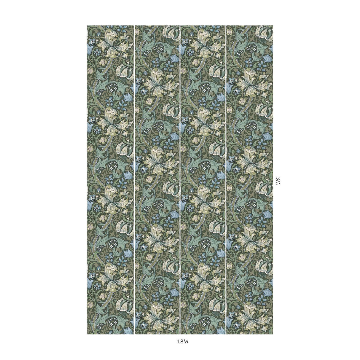 House of Hackney GOLDEN LILY Wallpaper - Verde (9'10" - full height)