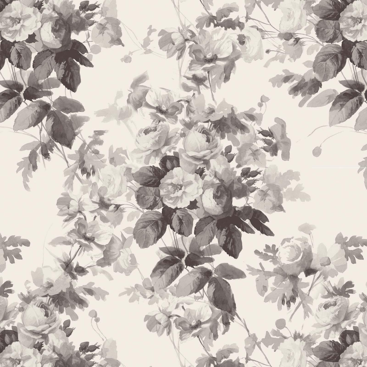 House of Hackney LONDON ROSE Traditional Wallpaper - Smoke Grey (32 feet and 9 inches - full roll)