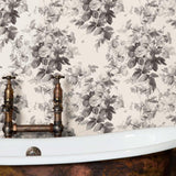 House of Hackney LONDON ROSE Traditional Wallpaper - Smoke Grey (32 feet and 9 inches - full roll)