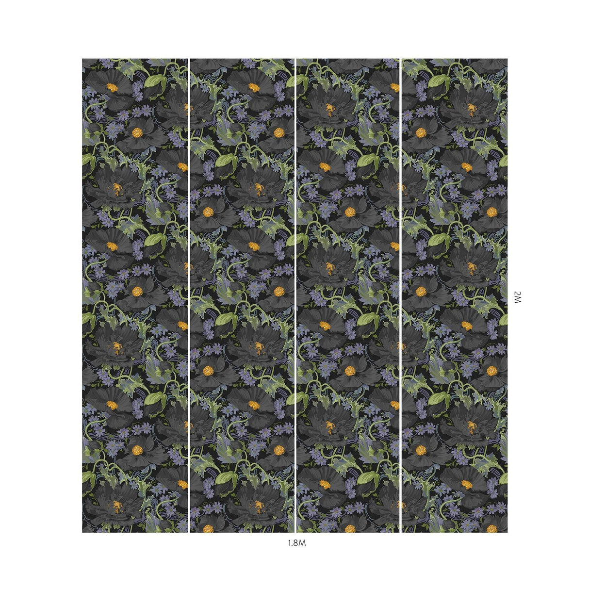 House of Hackney PAPAVERA Wallpaper - Noir (9'10" - full height)
