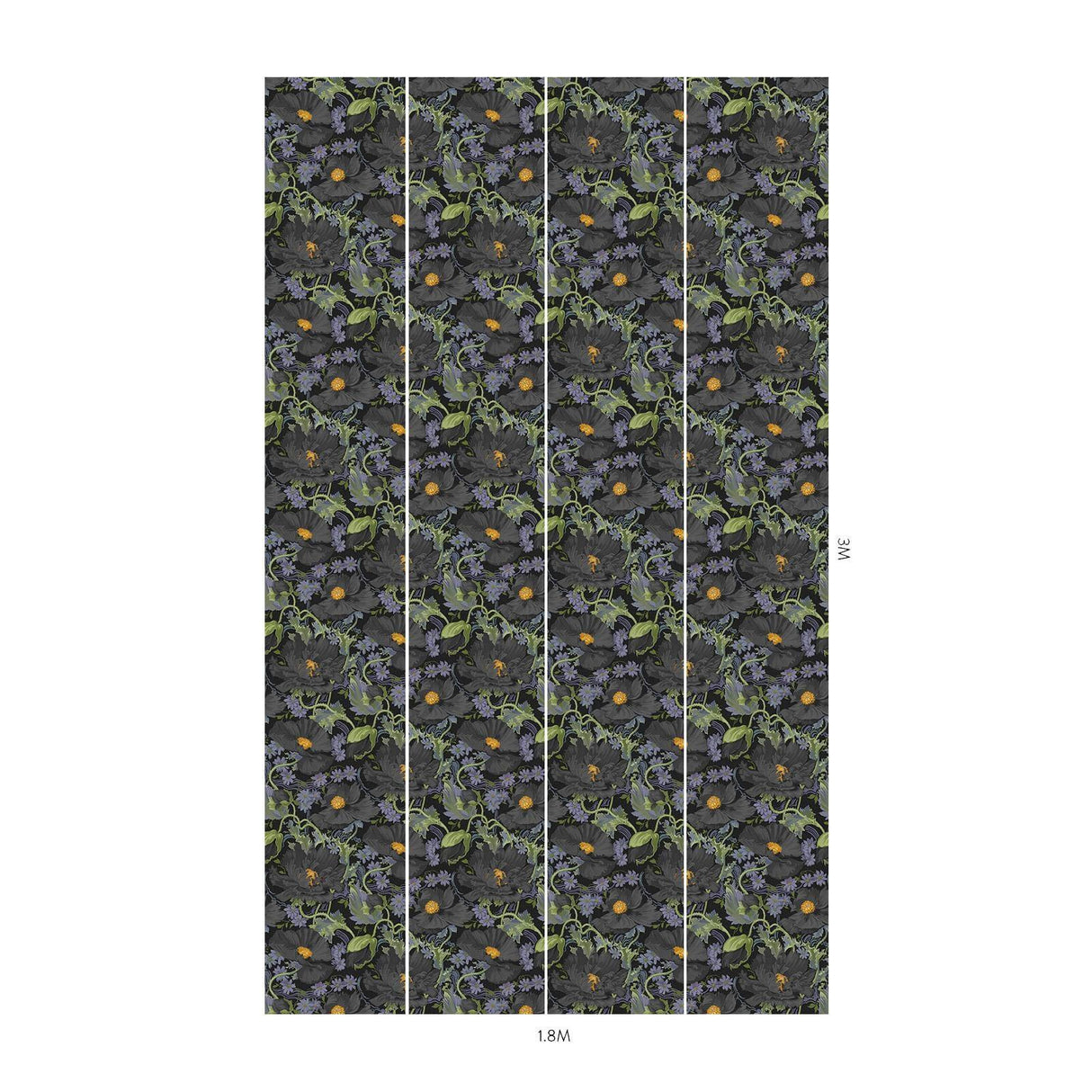 House of Hackney PAPAVERA Wallpaper - Noir (9'10" - full height)