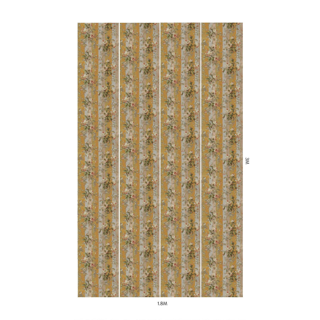 House of Hackney RAINBOW ROSE Wallpaper - Dusk Stripe (9'10" - full height)