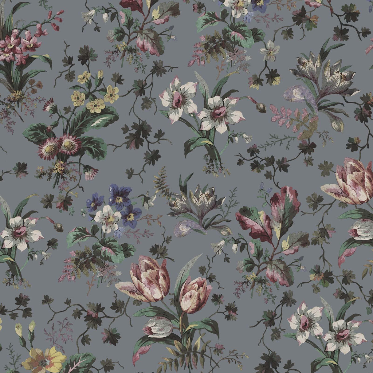House of Hackney TULIPA Wallpaper - Pewter (9'10" - full height)