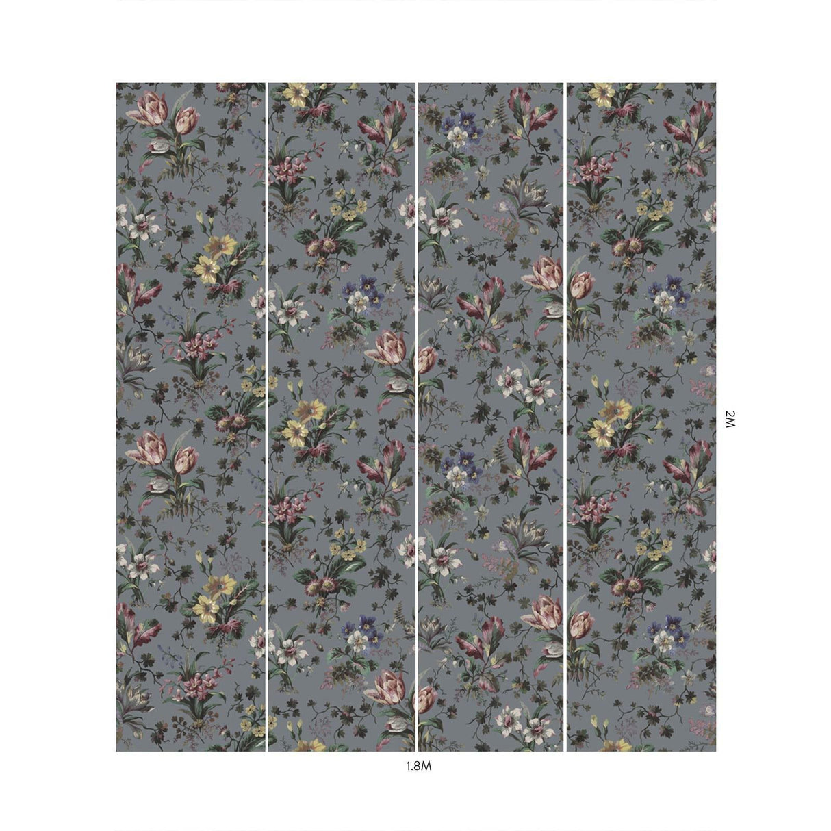 House of Hackney TULIPA Wallpaper - Pewter (9'10" - full height)