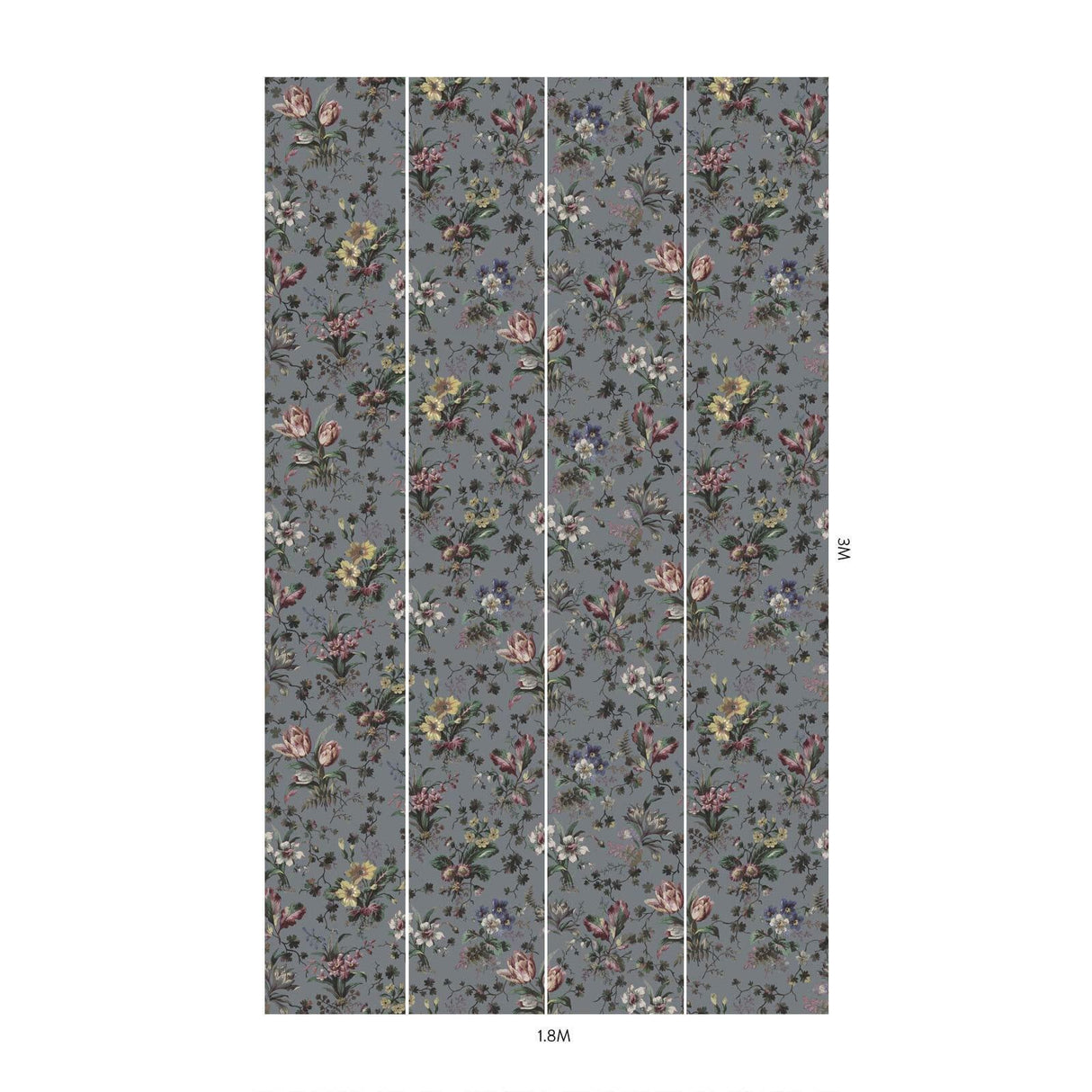 House of Hackney TULIPA Wallpaper - Pewter (9'10" - full height)