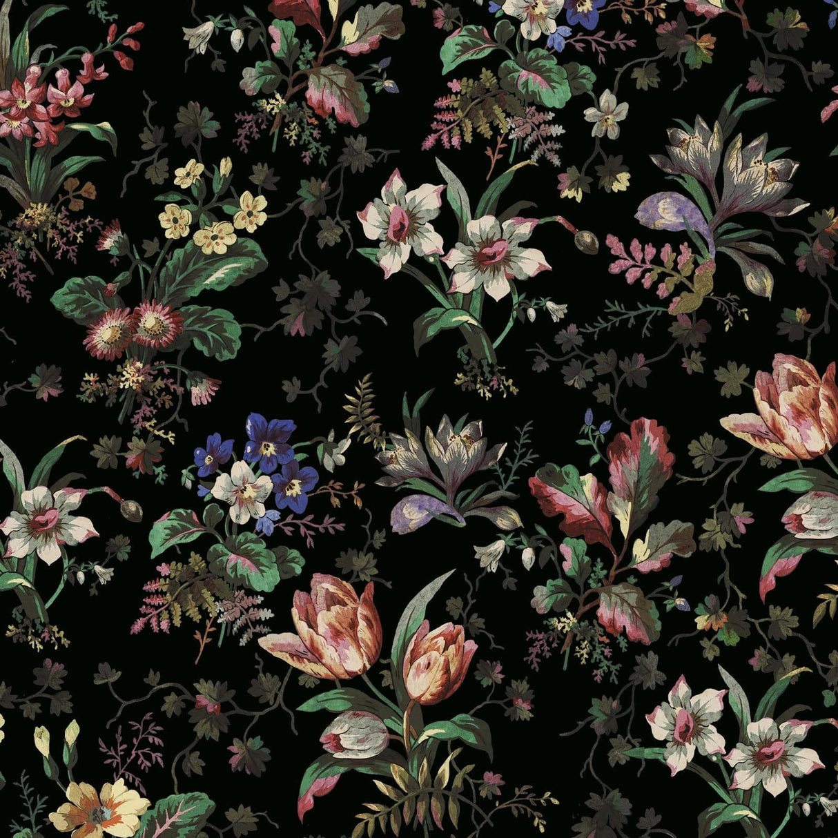House of Hackney TULIPA Wallpaper - Onyx (9'10" - full height)