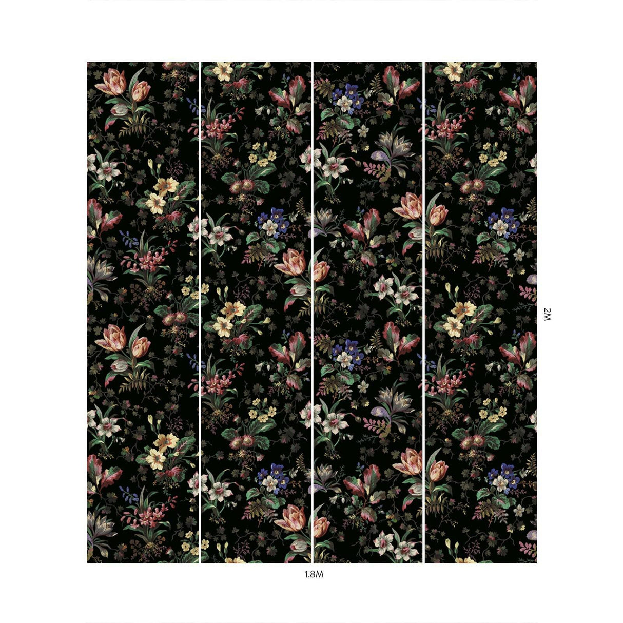 House of Hackney TULIPA Wallpaper - Onyx (9'10" - full height)