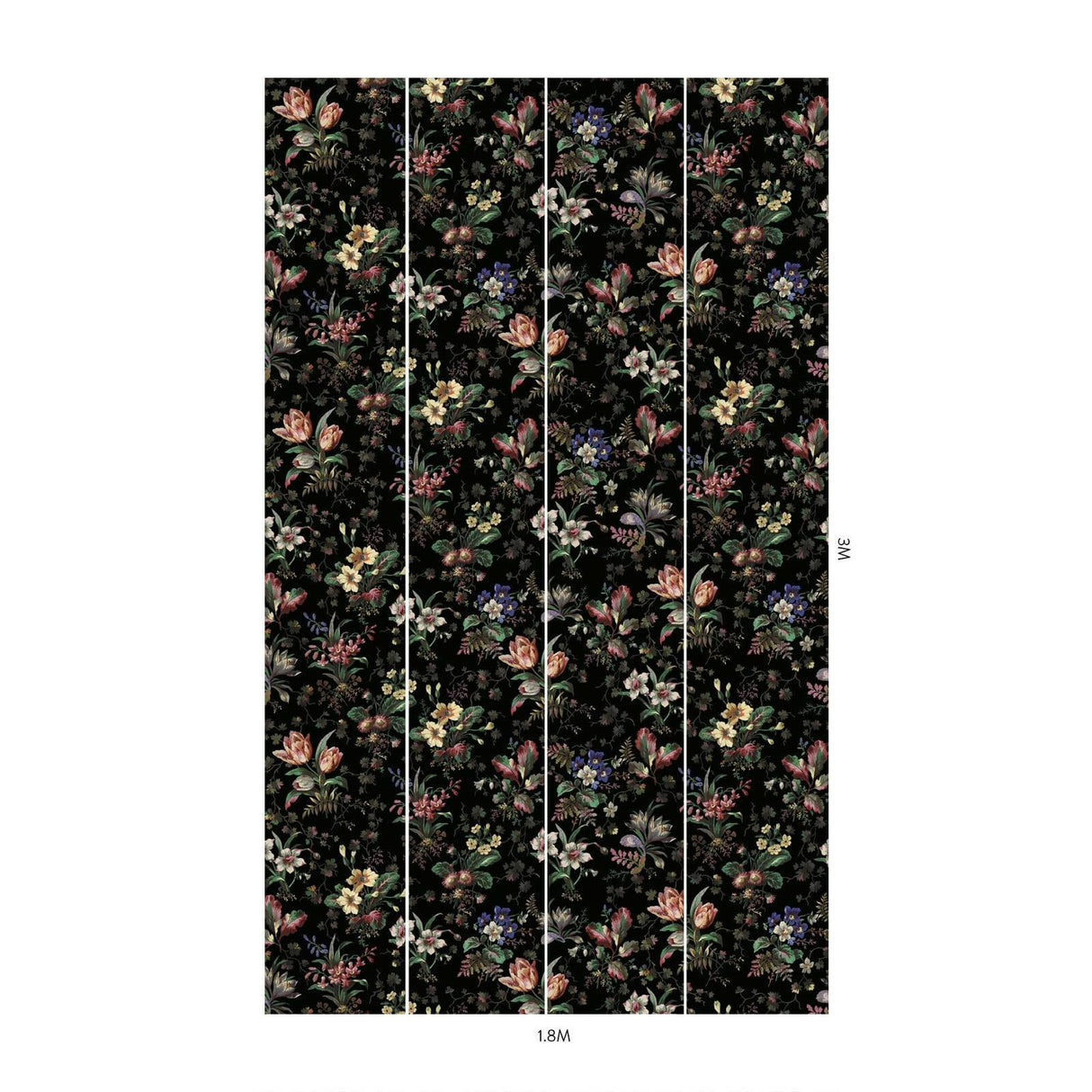 House of Hackney TULIPA Wallpaper - Onyx (9'10" - full height)