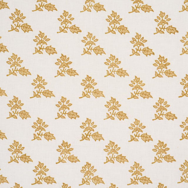 Schumacher Torbay Hand-Block Print Yellow Fabric