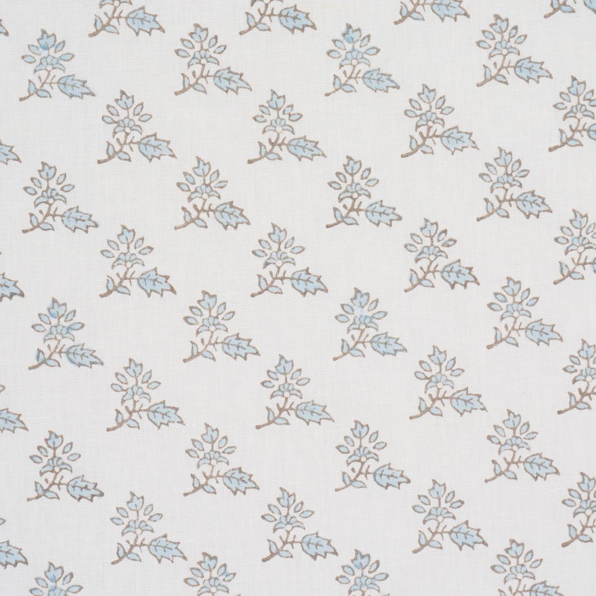 Schumacher Torbay Hand-Block Print Sky Fabric