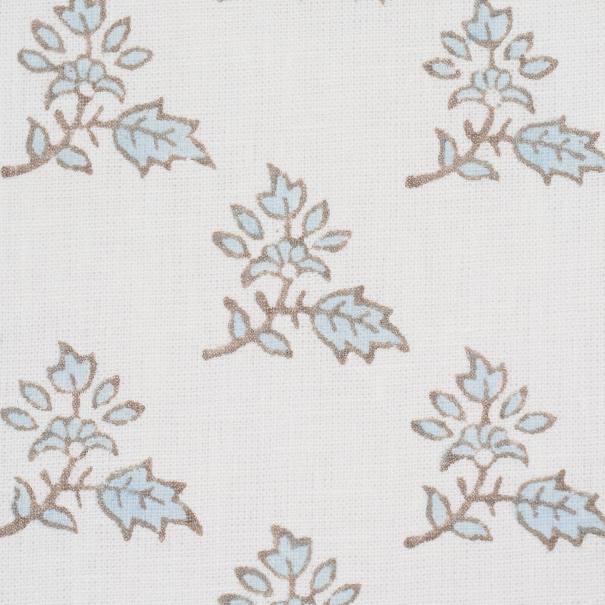 Schumacher Torbay Hand-Block Print Sky Fabric