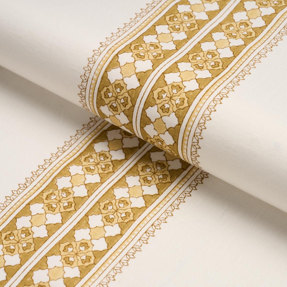 Schumacher Amira Hand-Block Print Ochre Fabric