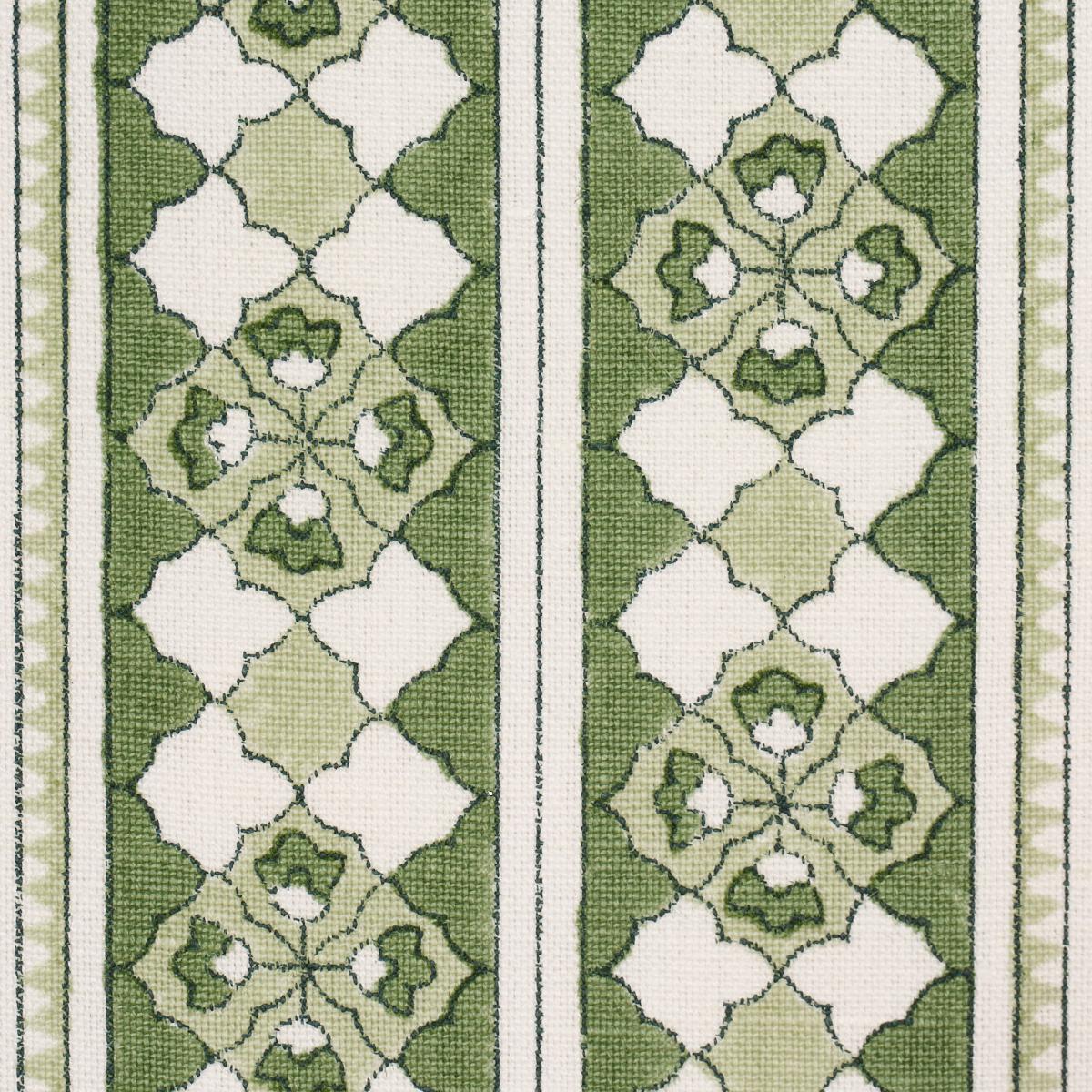 Schumacher Amira Hand-Block Print Green Fabric