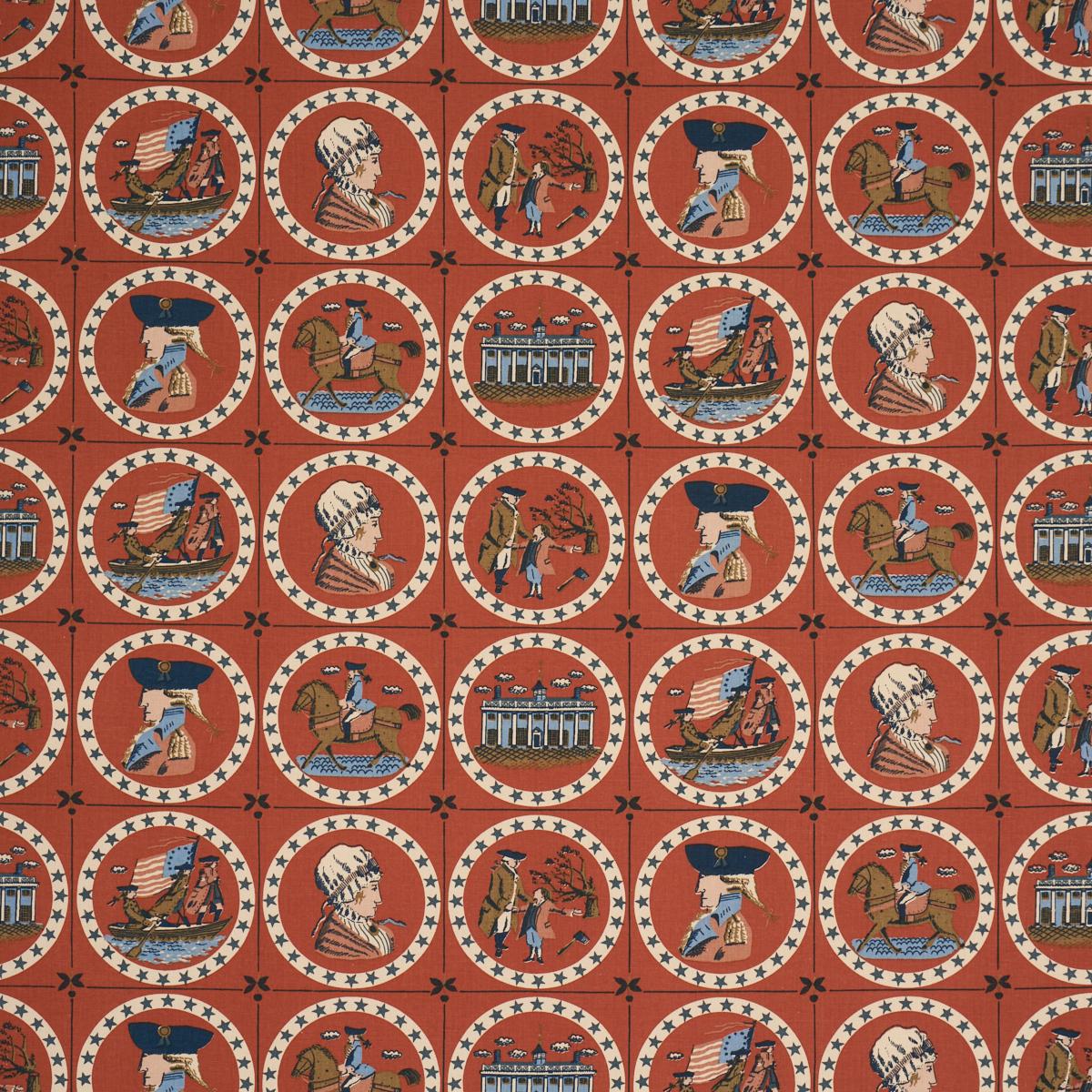Schumacher George Washington Red Fabric