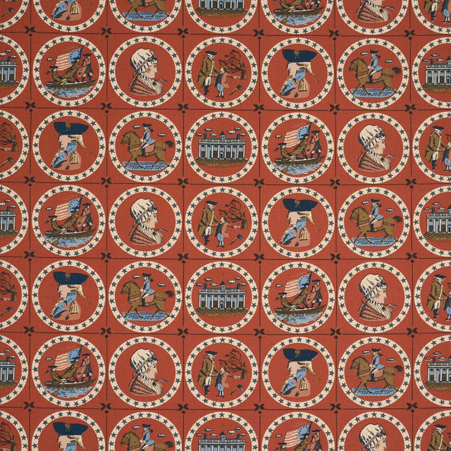 Schumacher George Washington Red Fabric