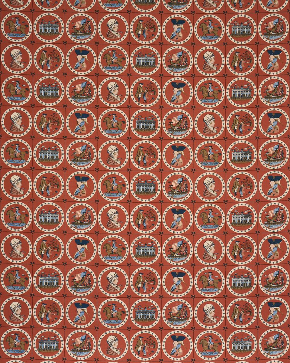 Schumacher George Washington Red Fabric