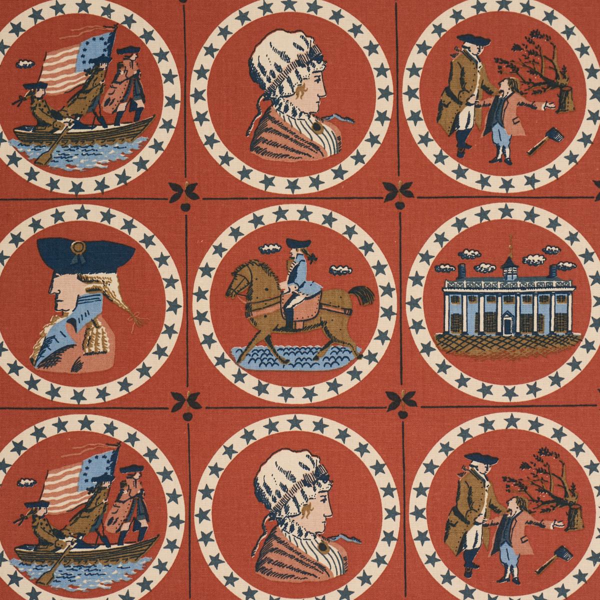 Schumacher George Washington Red Fabric