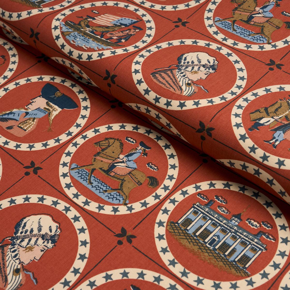 Schumacher George Washington Red Fabric