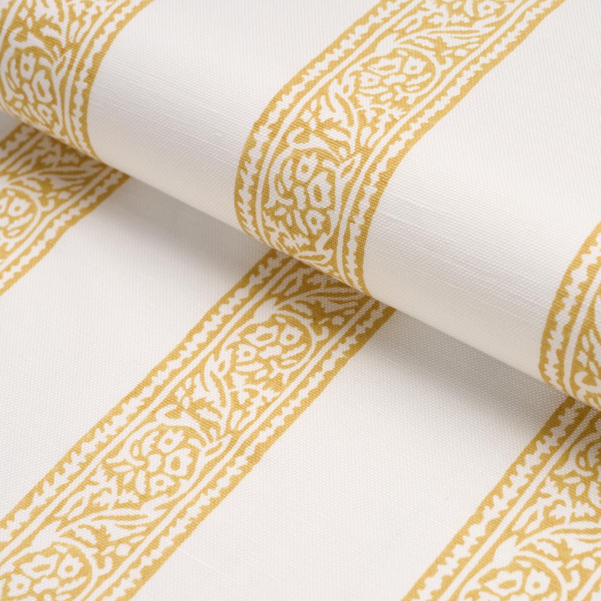 Schumacher Mahdavi Stripe Hand-Block Print Yellow Fabric