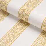 Schumacher Mahdavi Stripe Hand-Block Print Yellow Fabric