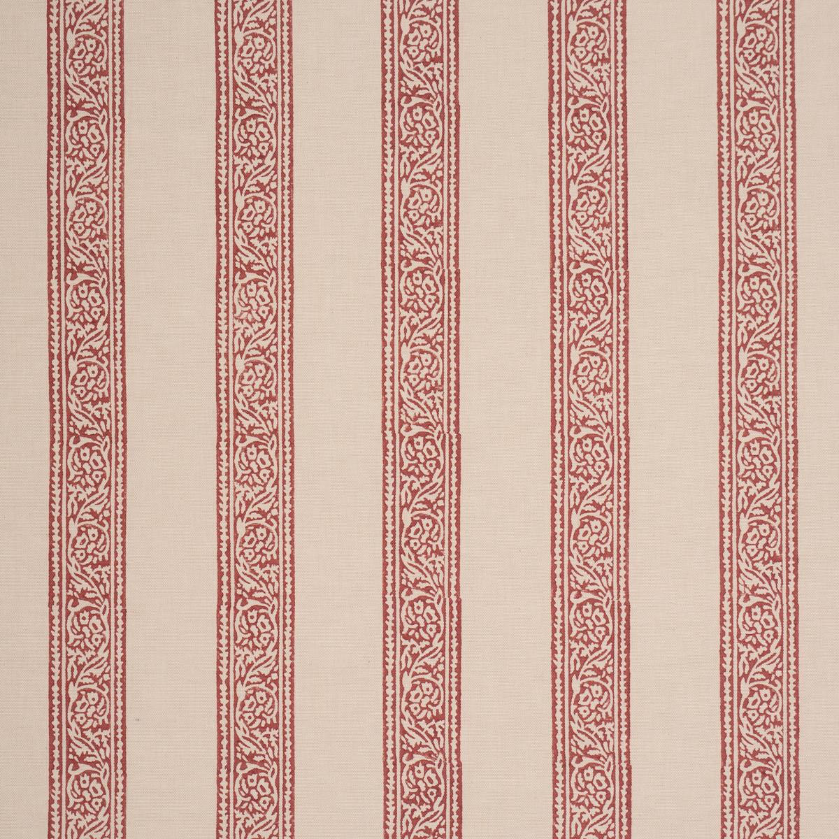 Schumacher Mahdavi Stripe Hand-Block Print Red Fabric