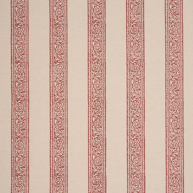 Schumacher Mahdavi Stripe Hand-Block Print Red Fabric