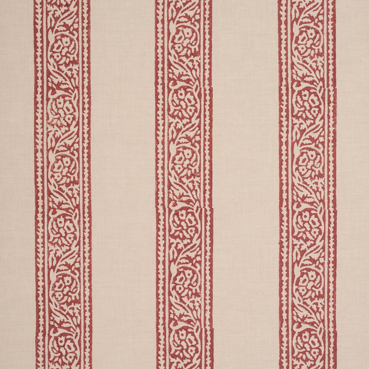 Schumacher Mahdavi Stripe Hand-Block Print Red Fabric