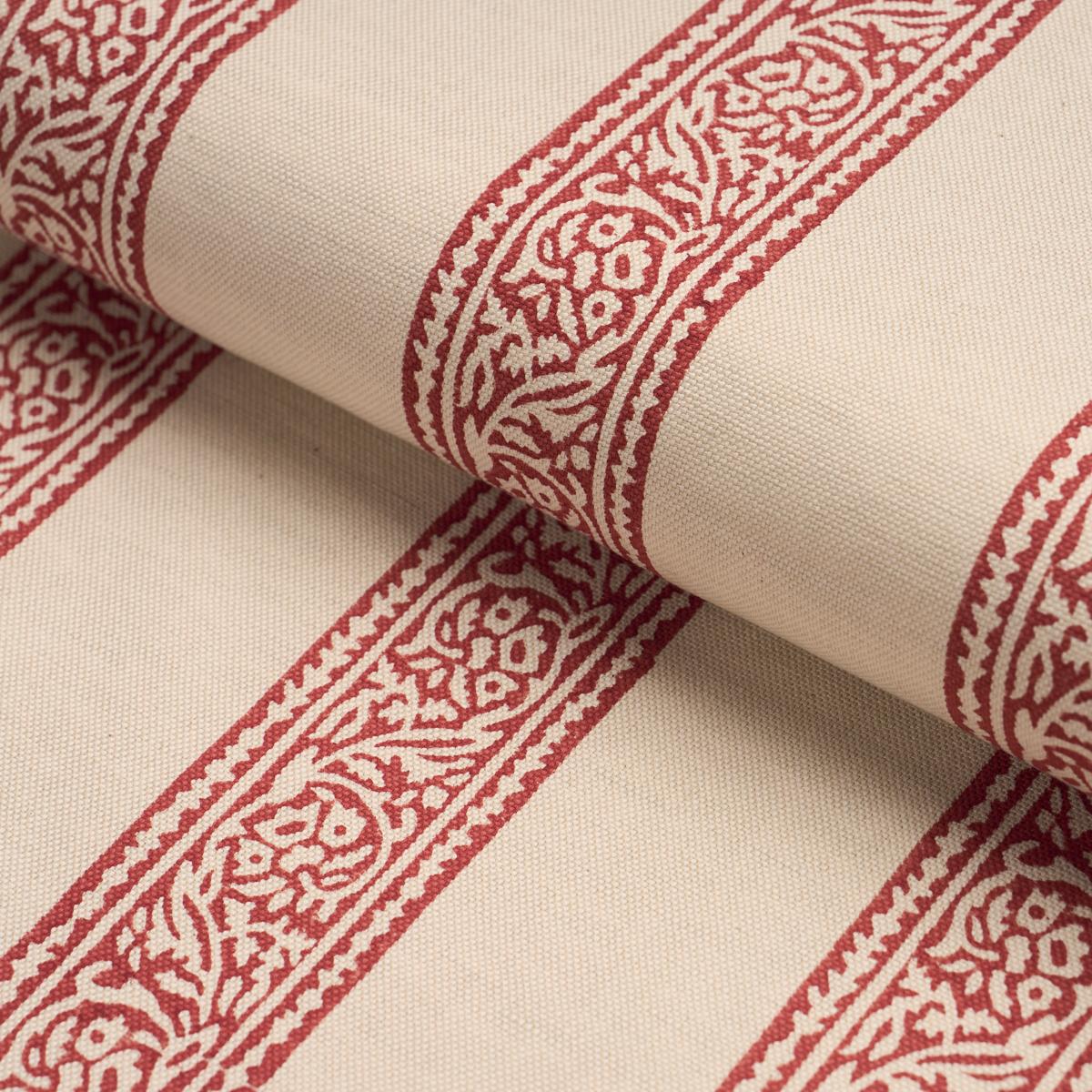 Schumacher Mahdavi Stripe Hand-Block Print Red Fabric