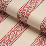 Schumacher Mahdavi Stripe Hand-Block Print Red Fabric
