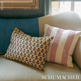 Schumacher Mahdavi Stripe Hand-Block Print Red Fabric