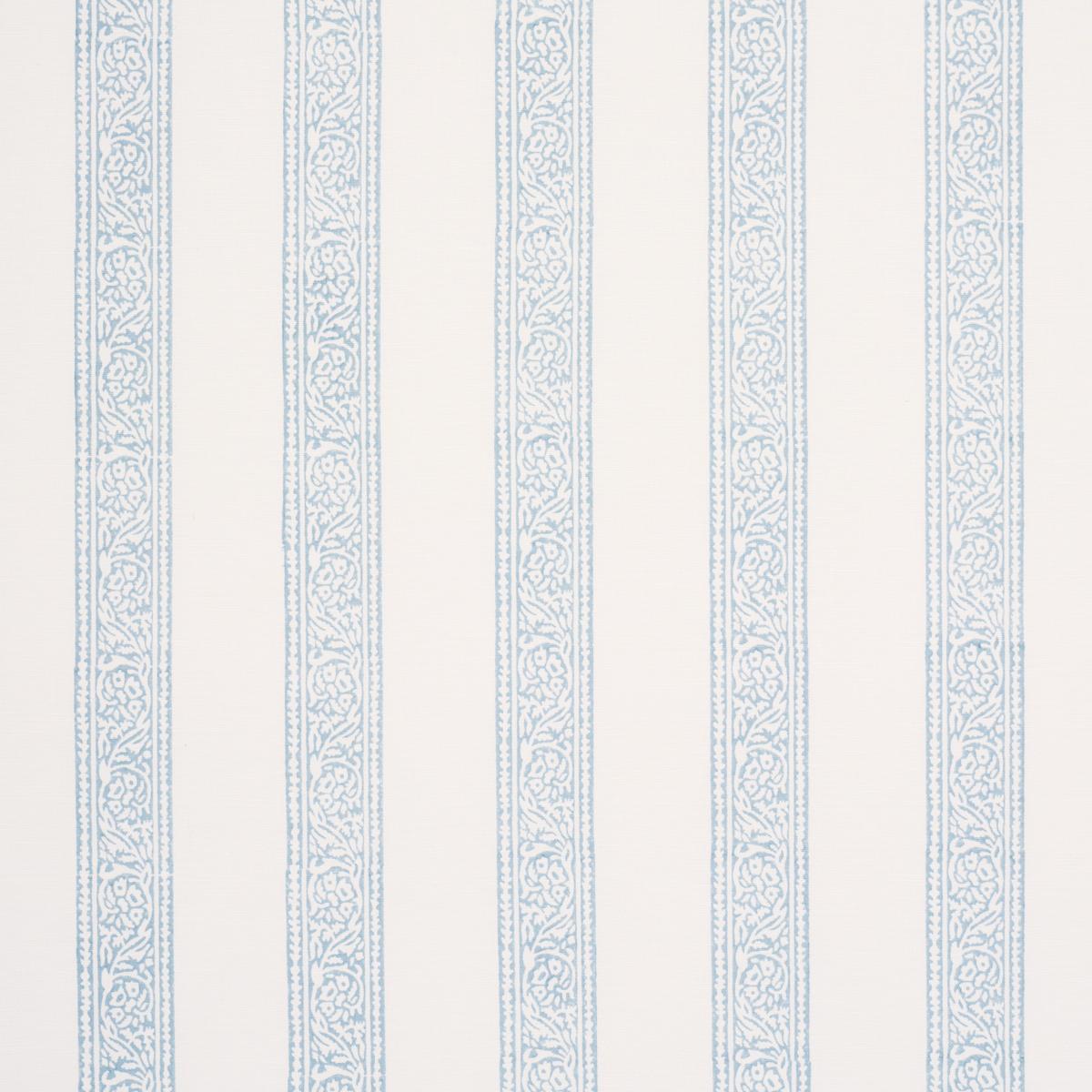 Schumacher Mahdavi Stripe Hand-Block Print Sky Fabric