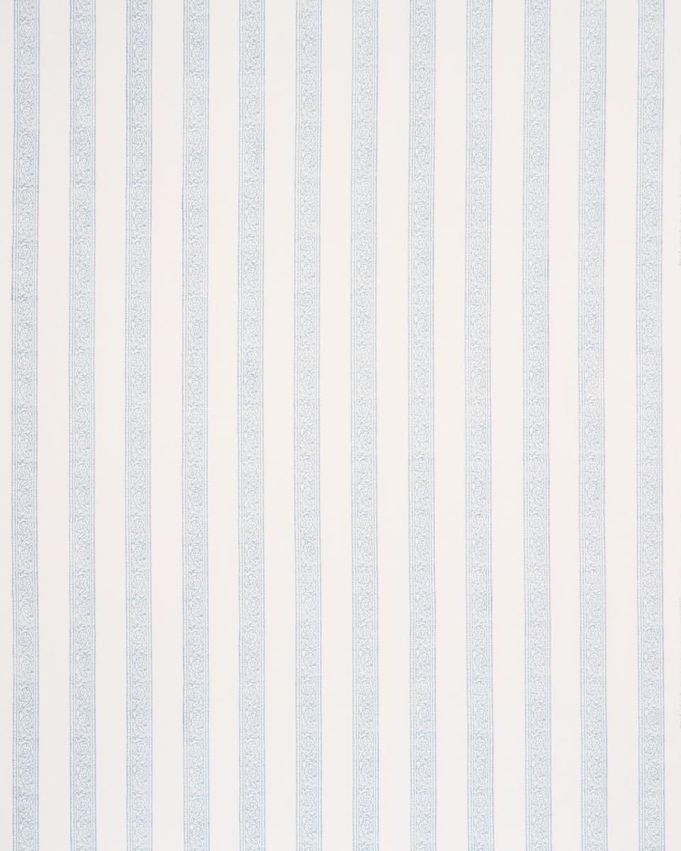 Schumacher Mahdavi Stripe Hand-Block Print Sky Fabric