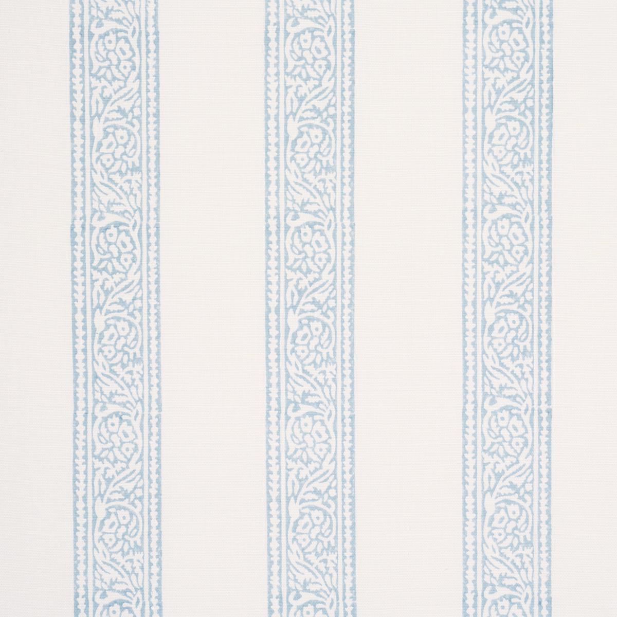 Schumacher Mahdavi Stripe Hand-Block Print Sky Fabric