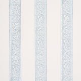 Schumacher Mahdavi Stripe Hand-Block Print Sky Fabric