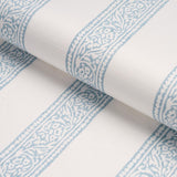 Schumacher Mahdavi Stripe Hand-Block Print Sky Fabric