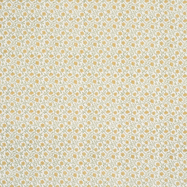 Schumacher Malaya Hand-Block Print Yellow Fabric