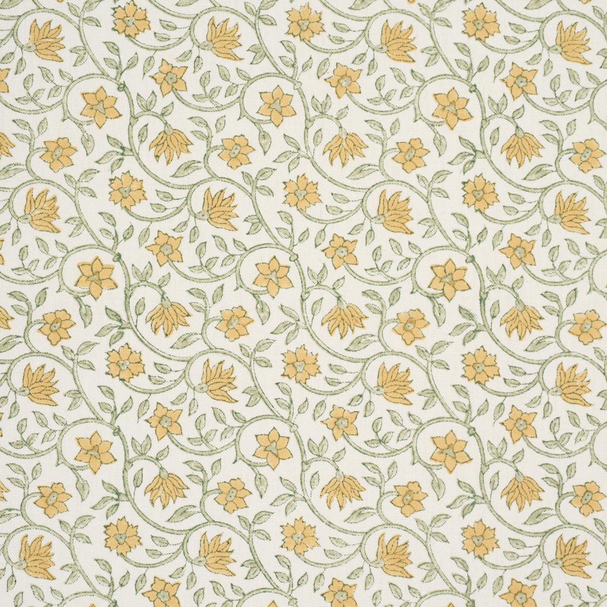 Schumacher Malaya Hand-Block Print Yellow Fabric