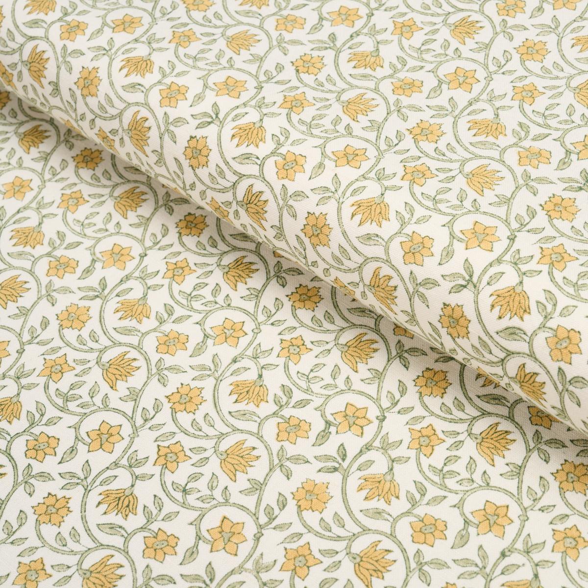 Schumacher Malaya Hand-Block Print Yellow Fabric