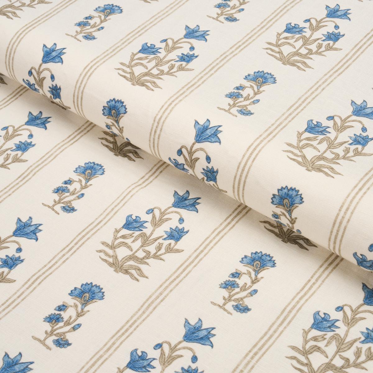 Schumacher Ellora Hand-Print Blue Fabric