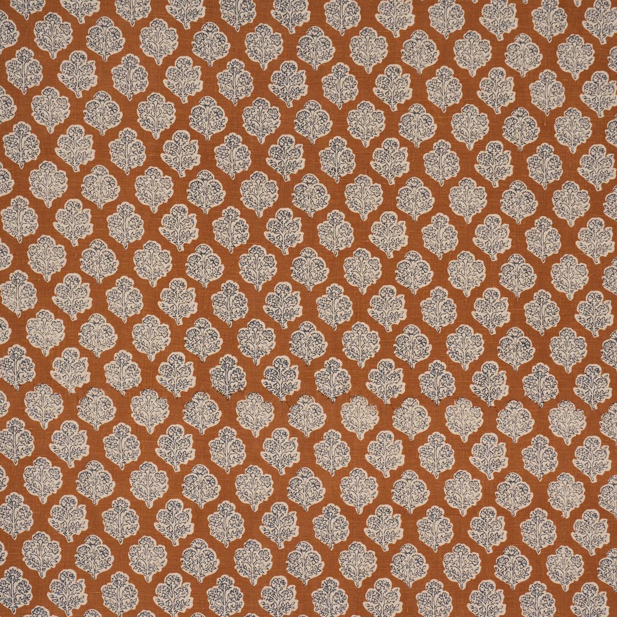 Schumacher Manali Hand-Print Spice & Indigo Fabric
