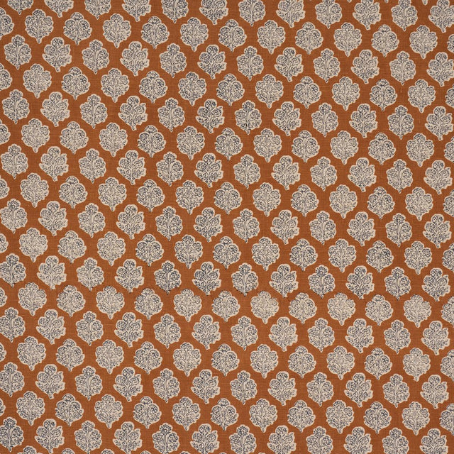 Schumacher Manali Hand-Print Spice & Indigo Fabric