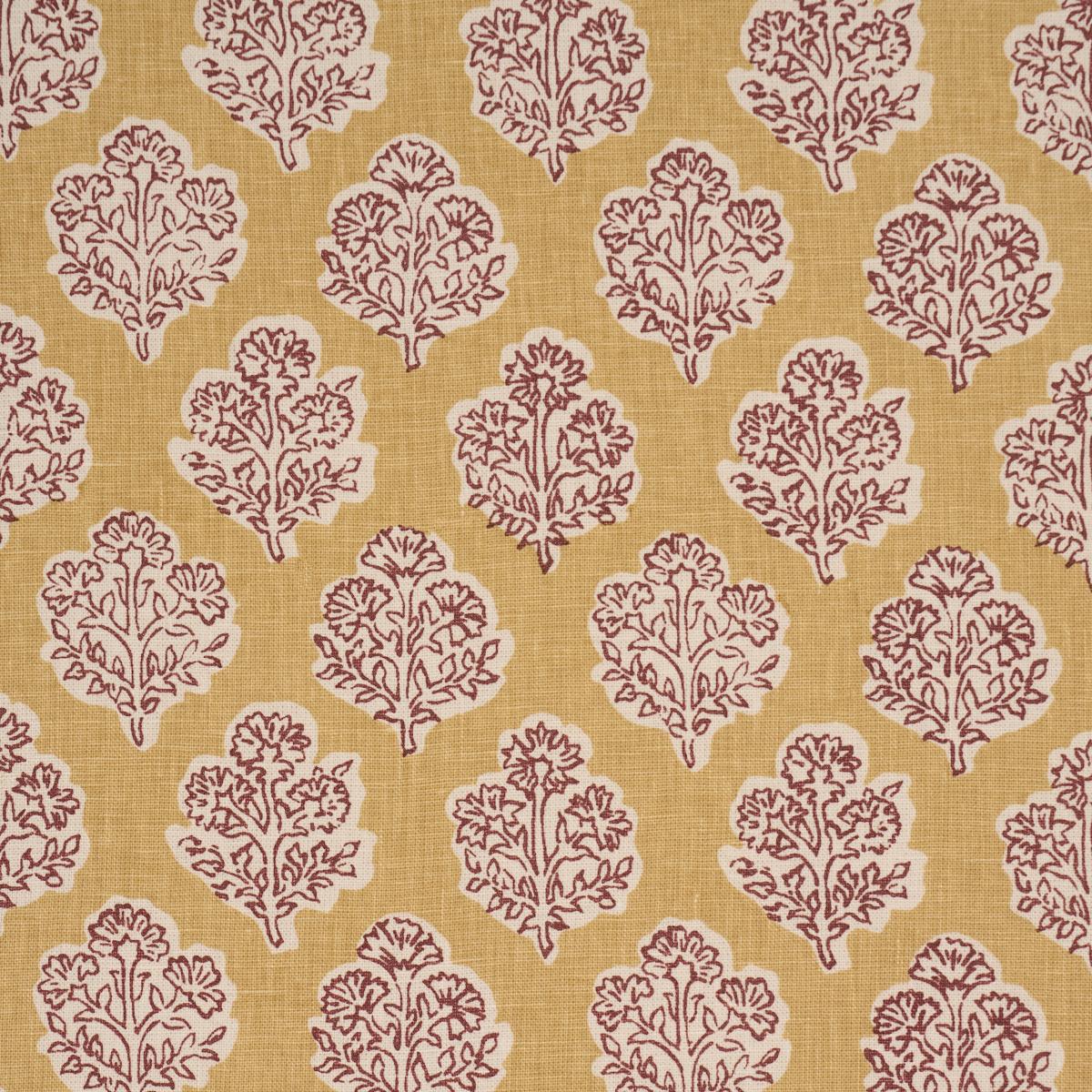 Schumacher Manali Hand-Print Red & Mustard Fabric