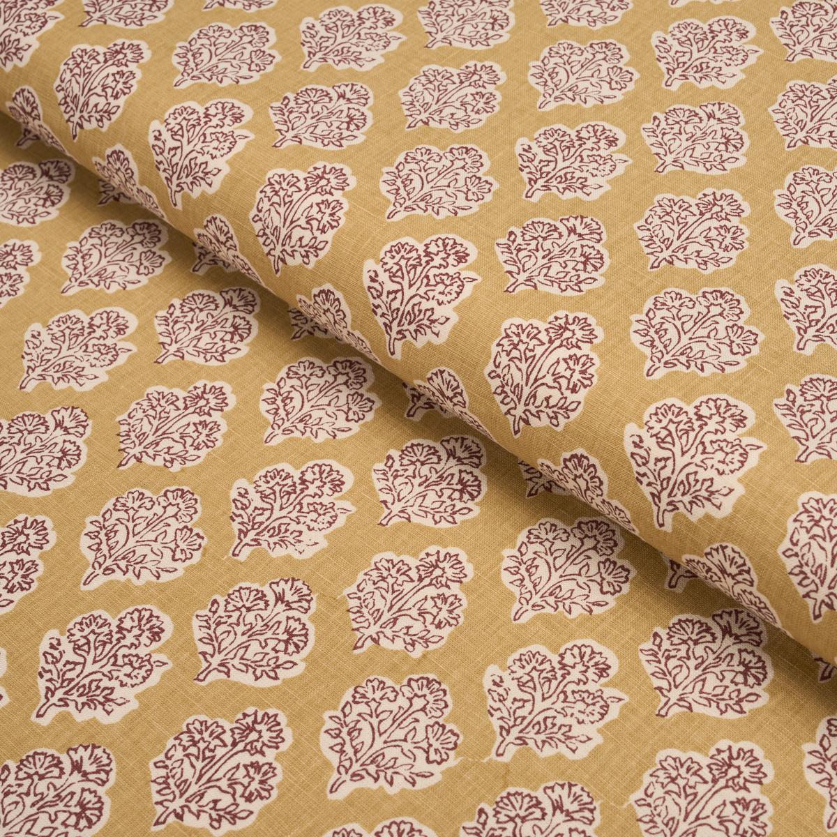 Schumacher Manali Hand-Print Red & Mustard Fabric
