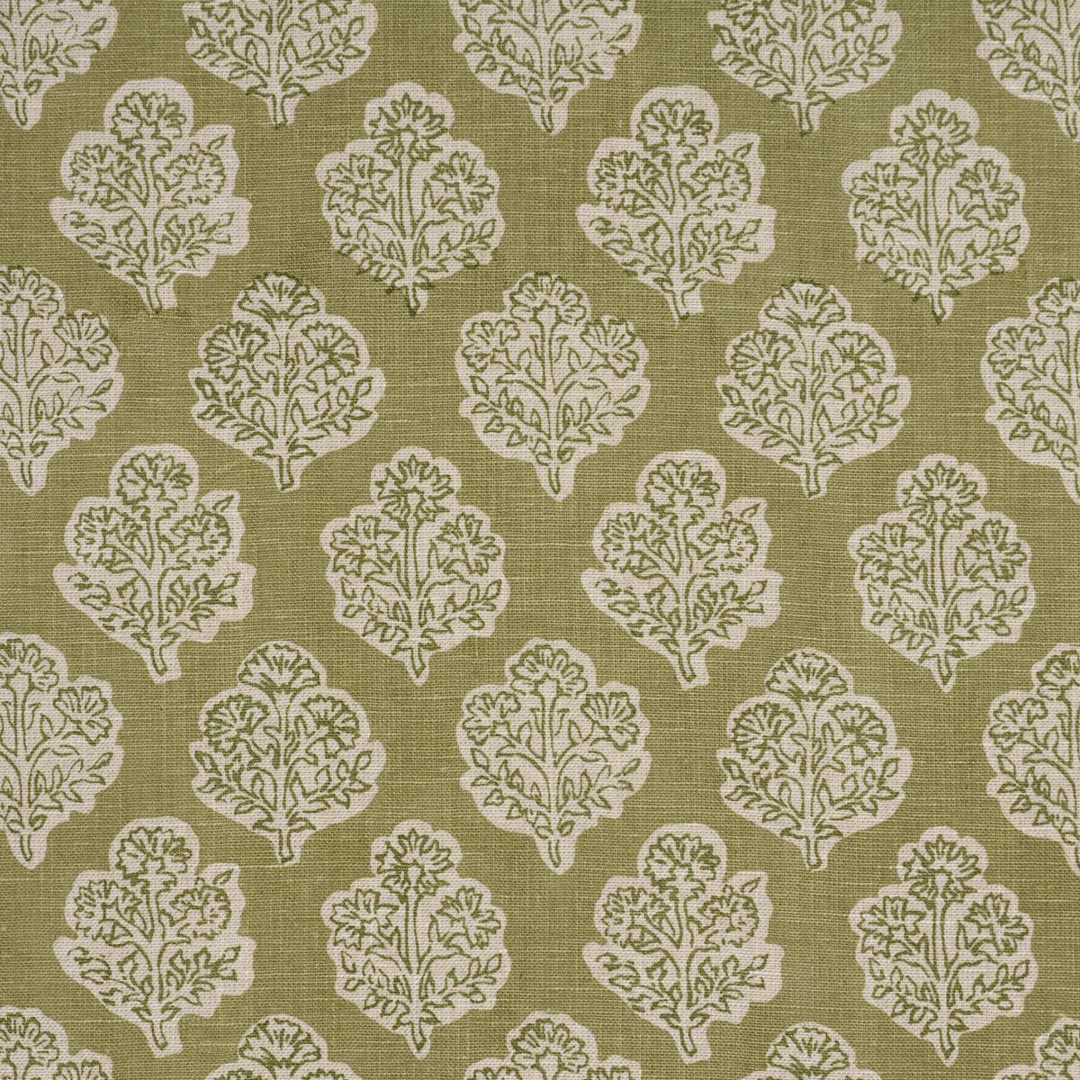 Schumacher Manali Hand-Print Green Fabric